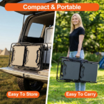 Foldable Aluminum Camping Kitchen Table Heat Resistant Slatted Tabletop, 4 Foldable Side Trays Mesh Storage Rack Hanging Hooks 154lbs Load Capacity Built-In Carry Handle for Campsite Park Travel - Image 4
