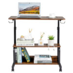 Vintage Brown P2 15MM Particle Board with Melamine Coating Adjustable Computer Desk with 3 USB + 2 AC Outlets - Image 8