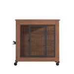 27.2" Dog Crate Furniture with Wheels for Small Dogs, Heavy Duty Dog Kennel Indoor with 2 Doors, Wooden Pet Cage End Table, Double-Doors Sturdy Metal Dog Cage for Anxiety Dog - Image 9