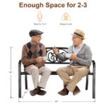 50" Iron Outdoor Courtyard Decoration Park Leisure Bench - Image 10