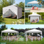 3 x 3m Two Doors & Two Windows Practical Waterproof Right-Angle Folding Tent White - Image 9