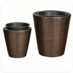 3-Piece Nested Rattan Planter Set, UV Resistant PP Wicker Plant Boxes with Removable Liner & Drainage Holes for Indoor Outdoor Garden Patio - Image 11