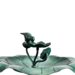 50*50*86cm Dark Green Resin Bird Bath With Lotus Edge & Feeder Tray - Image 4