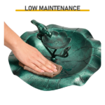 50*50*86cm Dark Green Resin Bird Bath With Lotus Edge & Feeder Tray - Image 6