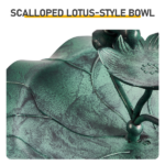 50*50*86cm Dark Green Resin Bird Bath With Lotus Edge & Feeder Tray - Image 7