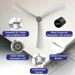 52 Inch Ceiling Fans with Lights Led Remote Control Low Profile Flush Mount for Living Room Bedroom Outdoor Patio,DC Motor,Reversible,Dimmable,Buzzer ON/Off, 3D-I3[Unable ship on weekends, TK/TEMU only for pickup, only TX10643 warehouse supports GOFO] - Image 8