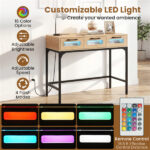 35.5" Narrow Console Table with LED Lights & Power Station, 3-Drawer Entryway Sofa Table with Charging Ports - Image 9