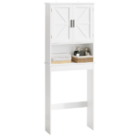Over The Toilet Storage Cabinet with Adjustable Shelf, Bathroom Space Saver Organizer with Double Doors and Open Shelf, Freestanding Toilet Rack for Small Bathroom – White - Image 5
