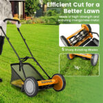 14 Inch Push Lawn Mower with Grass Catcher Bag -Orange - Image 10