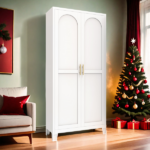 71'' 2 Shapely Doors Cabinet, Metal Storage Cabinet with Doors and Adjustable Shelves, for Bedroom, Living Room, Kitchen(White)-Does not support self pick up - Image 8