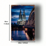 CIFbuy Vintage Cologne Cathedral Metal Sign 8x12 Inch, Iron Bridge Night Scene Wall Art, Square Flat Printed Tin Plaque For Home Bar Ga TikTok, TikTok, ene Wall Self-pickup Logiopics - Image 2