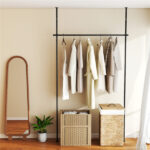 Drill-Free L-Shaped Room Divider Curtain Rod, Adjustable 28"-142"W x 4-10 ft H Heavy-Duty Partition Rod- Black - Image 2