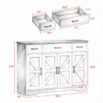 Black 47" Farmhouse Buffet Cabinet, Soft-Close Hinges, 3 Drawers, Adjustable Shelves, Spice Racks Sideboard - Image 2