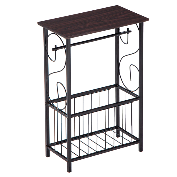 Same Code 87639072 (37 x 20 x 55)cm Multifunctional Bathroom Table / Interior Side Table Tissue Magazine Rack Dark Brown