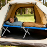 Portable Folding Camping Cot with Carrying Bag Army Blue - Image 8