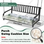 Outdoor Bench Cushion, 63 × 20 × 4 Inch, Tufted Waterproof Swing Cushion with Ties, for Patio Bench or Window Seat - Image 2
