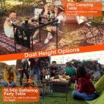 Foldable Camping Table Collapsible Picnic Aluminum Alloy Grill Stand 66LBS Max Load Height Adjustable BBQ Table with Adjustable Height Storage Net 35.43x23.62x26in - Image 8