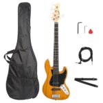 [Do Not Sell on Amazon] Gjazz Electric 5 String Bass Guitar Full Size Bag Strap Pick Connector Wrench Tool Transparent Yellow - Image 2