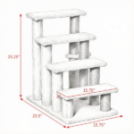 4 Levels Cat Steps with Scratching Posts for High Bed, Sofa, Non-slip Sturdy Pet Climbing Ladder for Indoor Cats, White - Image 3