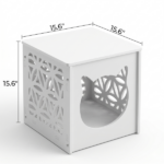 Side Table and House for Pets, Bedside Table with Warm Light, Cats Cube Condo, Nightstand End Table for Indoor Outdoor, White - Image 2
