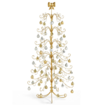 6ft Gold Iron Christmas Tree with Bow on Top, PVC Christmas Tree (No Accessories Included)