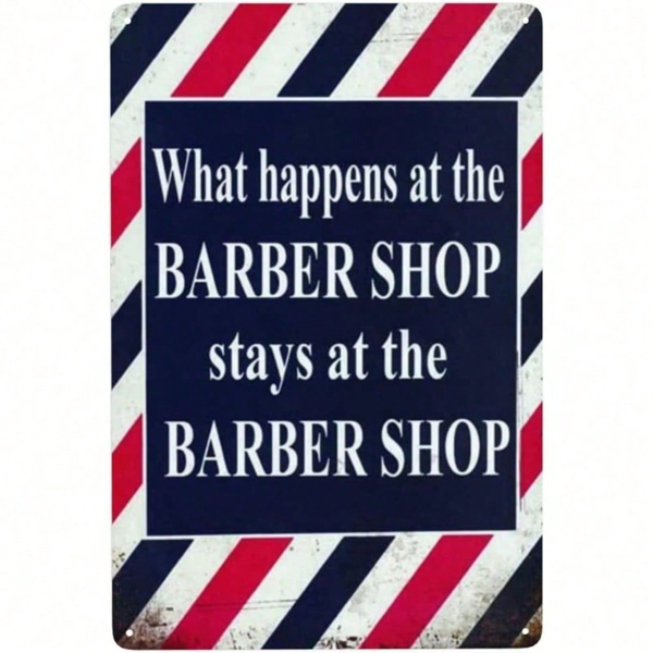 CIFbuy 1pc Vintage Barber Shop Metal Sign What Happens" At The Barber Shop Stays Funny Quote, Plaque 2D Flat Unframed Wall Decor For What HappeikTok, What HappeikTok, t Self-pickup Logiopics