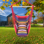 Distinctive Cotton Canvas Hanging Rope Chair with Pillows Rainbow - Image 21