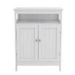 Bathroom standing storage with double shutter doors cabinet-White - Image 3