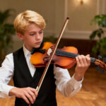 Brand new 1/2 acoustic violin set (includes case, bow, rosin, tuner, shoulder rest, strings, and tone marks) - Image 12