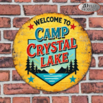 CIFbuy 1pc Vintage Camp Crystal Lake Sign 8x8in Round Metal Plaque, "Round Metal" Plaque, Welcome Wall Decor for Game Room Bar Garage TikTok, ikTok, temu Self-pickup Logiraics - Image 10