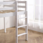 Elevated Cross Bracing Straight Ladder Twin Pine Wooden Bed White - Image 13