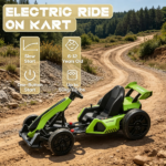 Green 24V Kids Go Kart – 7.5 MPH with Slow Start, Adjustable Seat for Lawn Play - Image 6