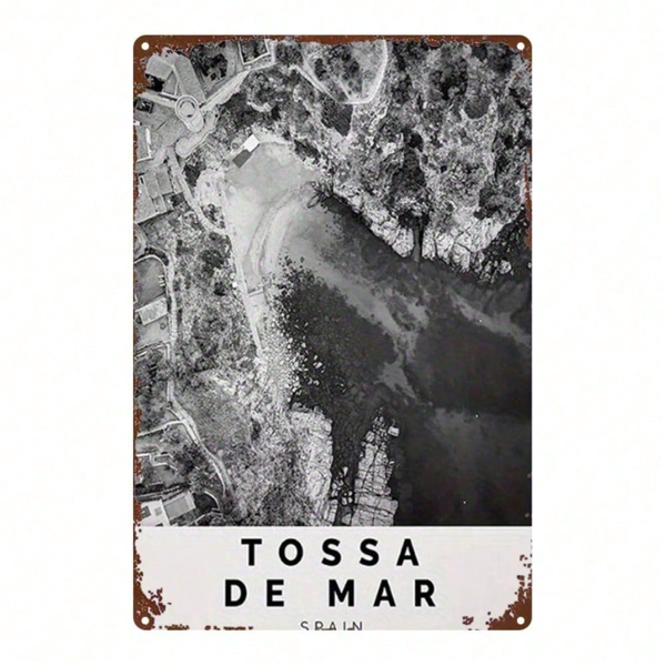 48da5547-b179-49cc-ab83-875bf8372d7e.png CIFbuy Vintage Spanish Tossa De Mar Metal Sign 8x12 Inch Retro Black & White Tin Plaque, Durable 2D Flat Wall Decor For Bar Bedroom Kit TikTok, TikTok, n Plaque Self-pickup Logiopics - Image 1