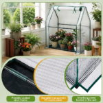 Mini Greenhouse with PE Cover, Indoor Outdoor Plant Gardening Green House for Garden Backyard, 36*18*33in, White - Image 9