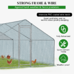 5.4*2.7*2m/18.7x8.8x6.5 ft Silver Spire Assembled 180g PE Rain Cloth Metal Chicken/Rabbit Cage - Image 6