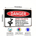 CIFbuy 1pc Fun Spiky Plant Warning Sign, Cactus Danger Metal Plate, Heavy-Duty Aluminum Decor, Red Text Outdoor Yard Garden Sig Warning ikTok, Warning ikTok, inum Decor Self-anckup LogiopSigDuty - Image 4