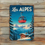 CIFbuy Vintage Les Alpes Ski Lift Mountain Scene Aluminum Wall Art, Wall Art, Rustic 2D Flat Waterproof Hanging Plaque Sign, Hanging Plaque Sign, Indoor Outdoor Home Lift MikTok, Lift MikTok, of Hanging Plaque Sign Self- Wckup Logiopme - Image 4