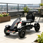 Black Kids Pedal Go Kart – Outdoor Ride on Toys with Handbrake, 4 Non-Slip Wheels for Park Fun Ages 5-12 - Image 5