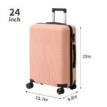 Non-TSA customs lock four-in-one PP trolley suitcase, available in 16in, 20in, 24in, and 28in sizes, in pink - Image 7