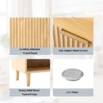 (Do Not Sale on Amazon) 2 Cabinet Doors with Top Enclosure and 1 Row of Shelves for Shoe Cabinets Melamine Board + MDF Conical Leg Grille Shoe Cabinet 31.61*14.17*41.97in Oak - Image 5