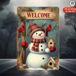CIFbuy Vintage Metal Snowman Welcome Sign, Rustic Winter Wall Decor With Cardinal Birds & Holly, 2D Flat Red White Green Christmas Plaq TikTok, TikTok, rdinal Self-pickup Logiopics - Image 8
