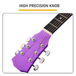 Purple 41-inch Dreadnought barrel-shaped cutaway acoustic guitar with pick, strings, capo, gig bag, tuner, wrench tool, and shoulder strap - Image 7