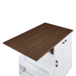 39.3" Farmhouse Kitchen Island with Drop Leaf, Kitchen Storage Island with Open Side Rack, One Drawer, Towel Rack, Rolling Kitchen Cart with Lockable Wheels for Lawn Garden, White - Image 20