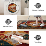 Three-piece kitchen rug set, non-slip and washable, abstract pattern kitchen hallway rug, soft and comfortable, suitable for sinks, floors, entrances, hallways and bathrooms. - Image 6