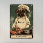 CIFbuy 1pc Pug Chef Metal Sign, Wall Decor, Funny Skinny Cook Dog Illustration With Apron, Illustration With Apron, Whimsical Kitchen Home Sign, RusikTok, Sign, RusikTok, ustration With Apron Self-l ckup Logiopome - Image 8