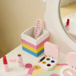 Kids Vanity Table and Chair Set with 7pcs Pretend Play Makeup Toys, Girls Vanity with Mirror & Stool, 3 Drawers & Tabletop Storage, Princess Table for Toddlers, White - Image 12