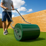 16in Heavy Duty Steel Lawn Roller, Garden Roller Can Be Filled with Water or Sand, Hand Roller with U-shaped Handle, Green & Black - Image 9