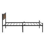Twin XL Size metal bedframe,Headboard with wood panel decoration,black - Image 7