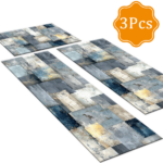 Three-piece kitchen rug set, non-slip and washable, abstract pattern kitchen hallway rug, soft and comfortable, suitable for sinks, floors, entrances, hallways and bathrooms. - Image 2