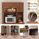 Multifunctional Kitchen Cupboard with Adjustable Shelves, Stemware Rack & Drawer, Anti-Toppling Design - Image 6